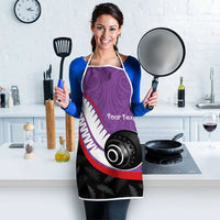 Personalised Aotearoa Lawn Bowls Apron Maori and Silver Fern Sporty Style Purple Color - Polynesian Pride