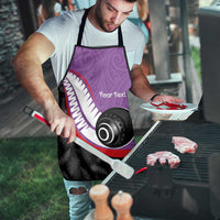 Personalised Aotearoa Lawn Bowls Apron Maori and Silver Fern Sporty Style Purple Color - Polynesian Pride