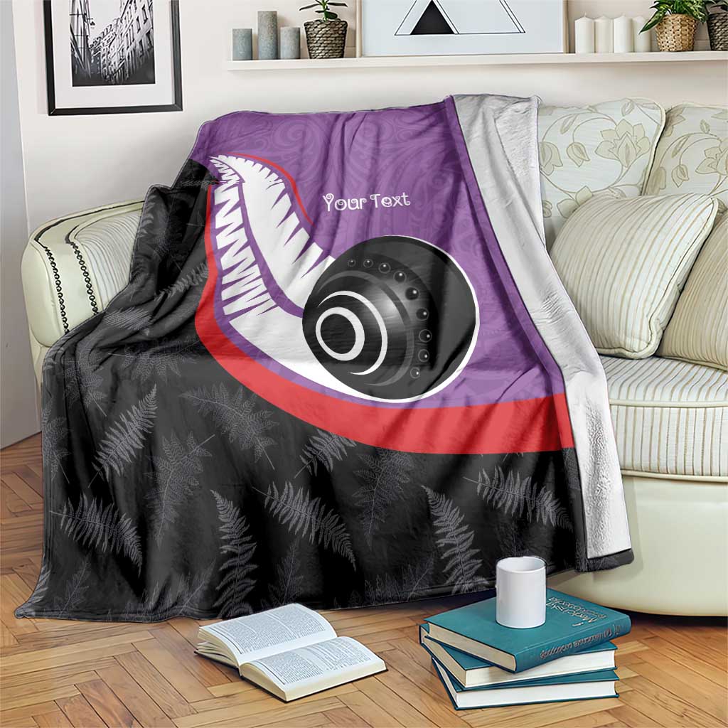 Personalised Aotearoa Lawn Bowls Blanket Maori and Silver Fern Sporty Style Purple Color LT03 Purple - Polynesian Pride