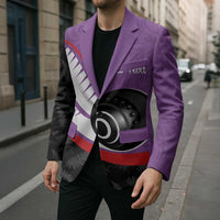 Personalised Aotearoa Lawn Bowls Blazer Maori and Silver Fern Sporty Style Purple Color - Polynesian Pride