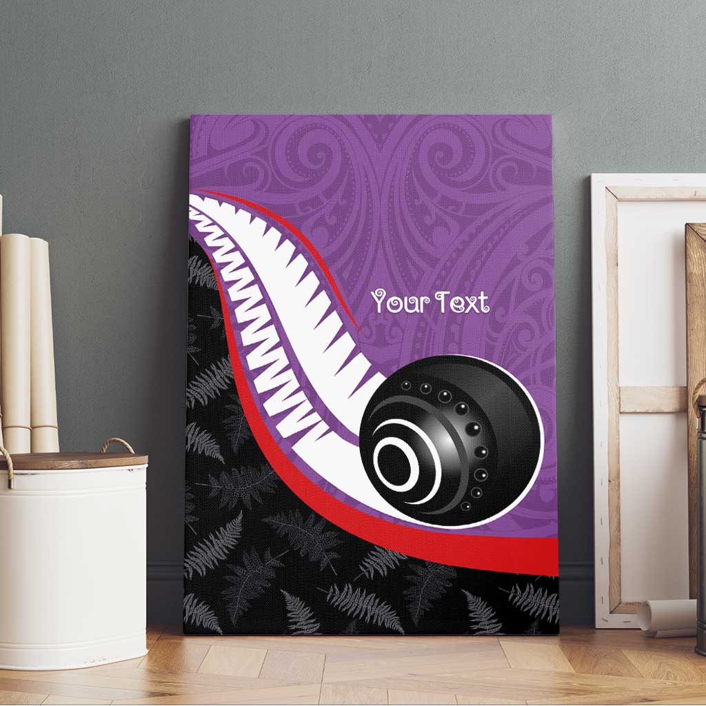 Personalised Aotearoa Lawn Bowls Canvas Wall Art Maori and Silver Fern Sporty Style Purple Color - Polynesian Pride