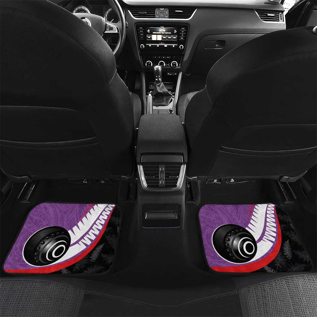 Aotearoa Lawn Bowls Car Mats Maori and Silver Fern Sporty Style Purple Color - Polynesian Pride