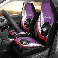 Personalised Aotearoa Lawn Bowls Car Seat Cover Maori and Silver Fern Sporty Style Purple Color - Polynesian Pride
