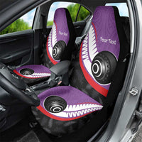 Personalised Aotearoa Lawn Bowls Car Seat Cover Maori and Silver Fern Sporty Style Purple Color - Polynesian Pride
