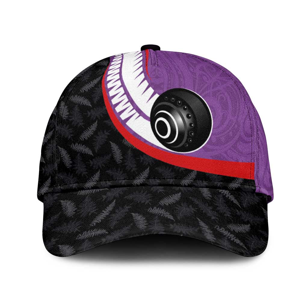 Aotearoa Lawn Bowls Classic Cap Maori and Silver Fern Sporty Style Purple Color - Polynesian Pride