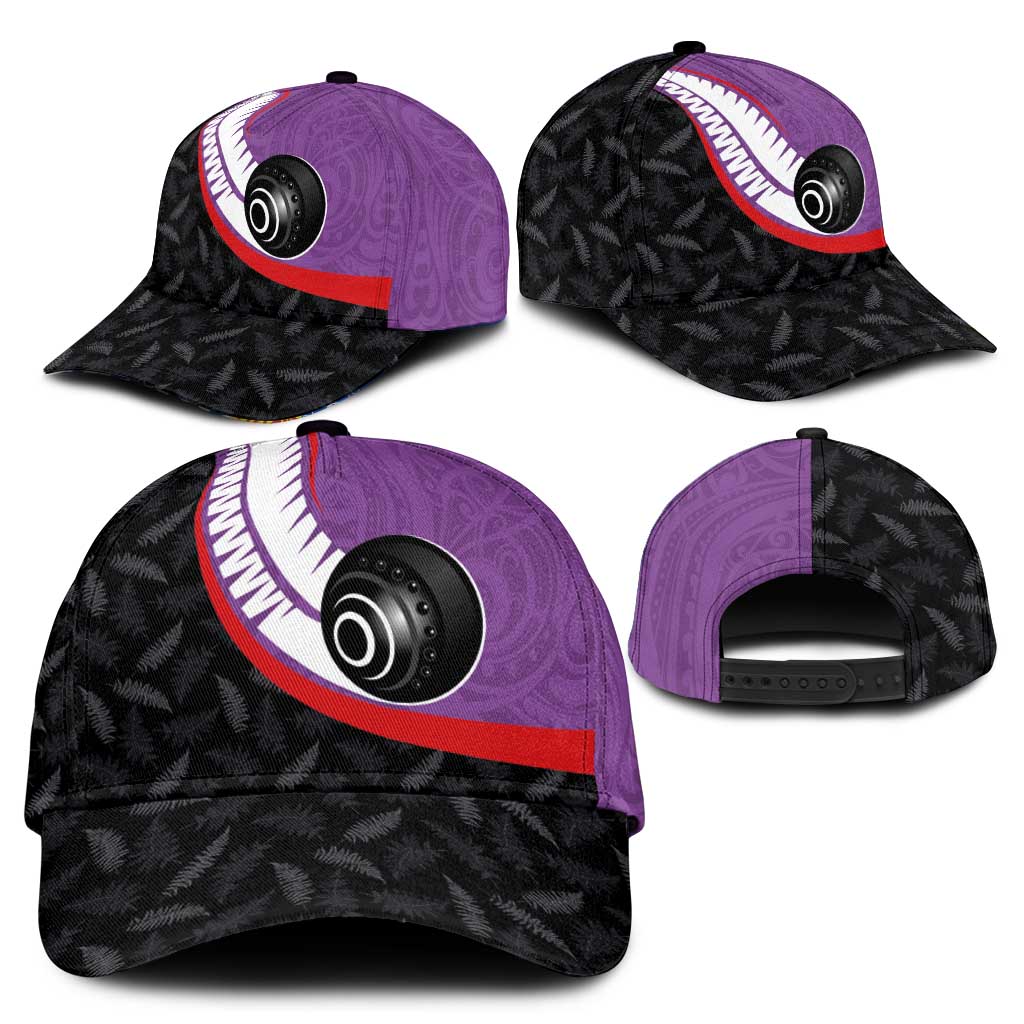 Aotearoa Lawn Bowls Classic Cap Maori and Silver Fern Sporty Style Purple Color - Polynesian Pride