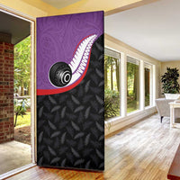 Aotearoa Lawn Bowls Door Cover Maori and Silver Fern Sporty Style Purple Color - Polynesian Pride