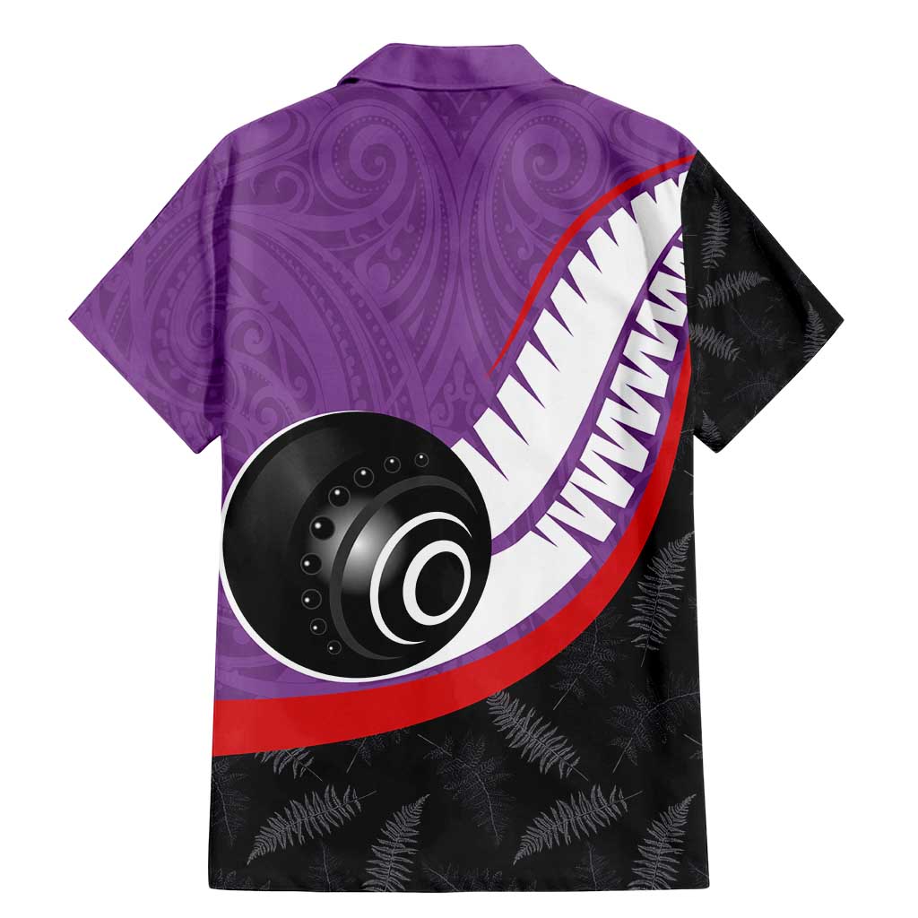 Personalised Aotearoa Lawn Bowls Family Matching Mermaid Dress and Hawaiian Shirt Maori and Silver Fern Sporty Style Purple Color - Polynesian Pride