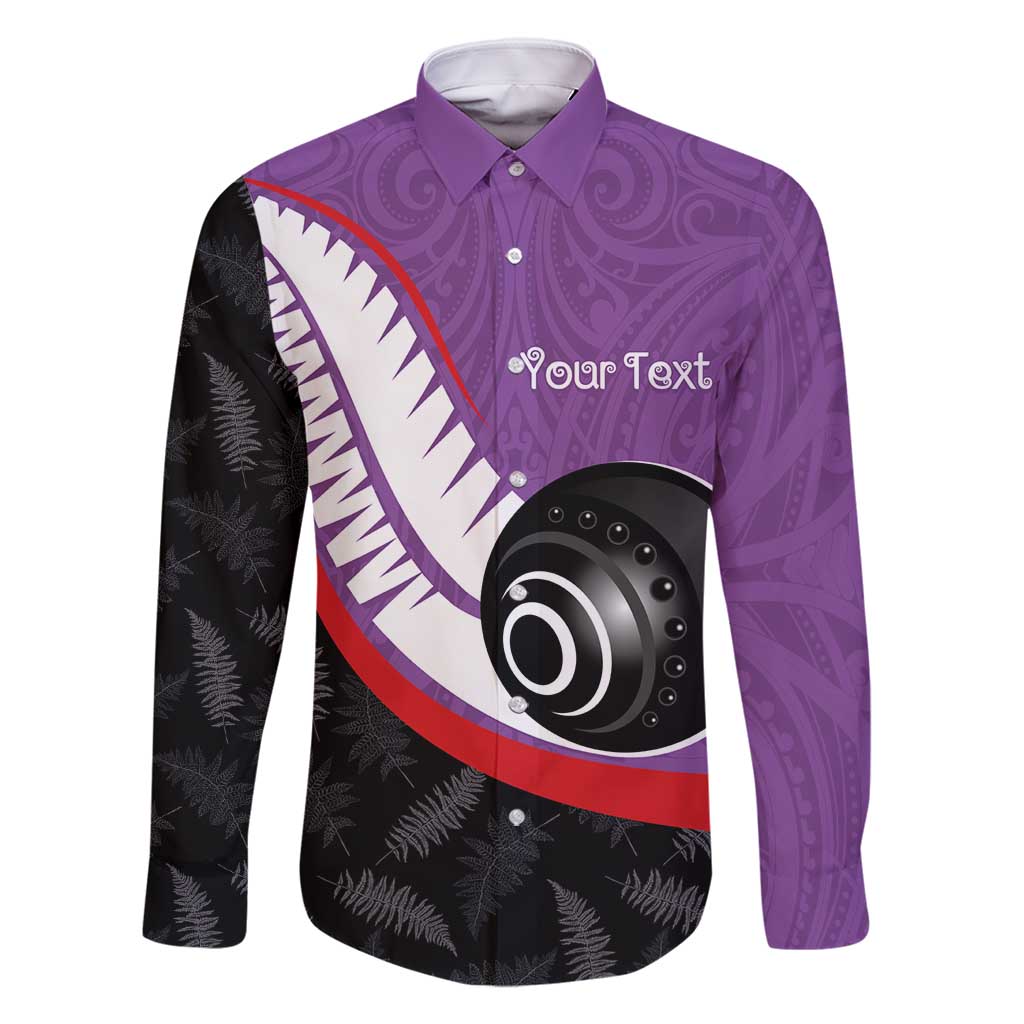 Personalised Aotearoa Lawn Bowls Family Matching Summer Maxi Dress and Hawaiian Shirt Maori and Silver Fern Sporty Style Purple Color - Polynesian Pride