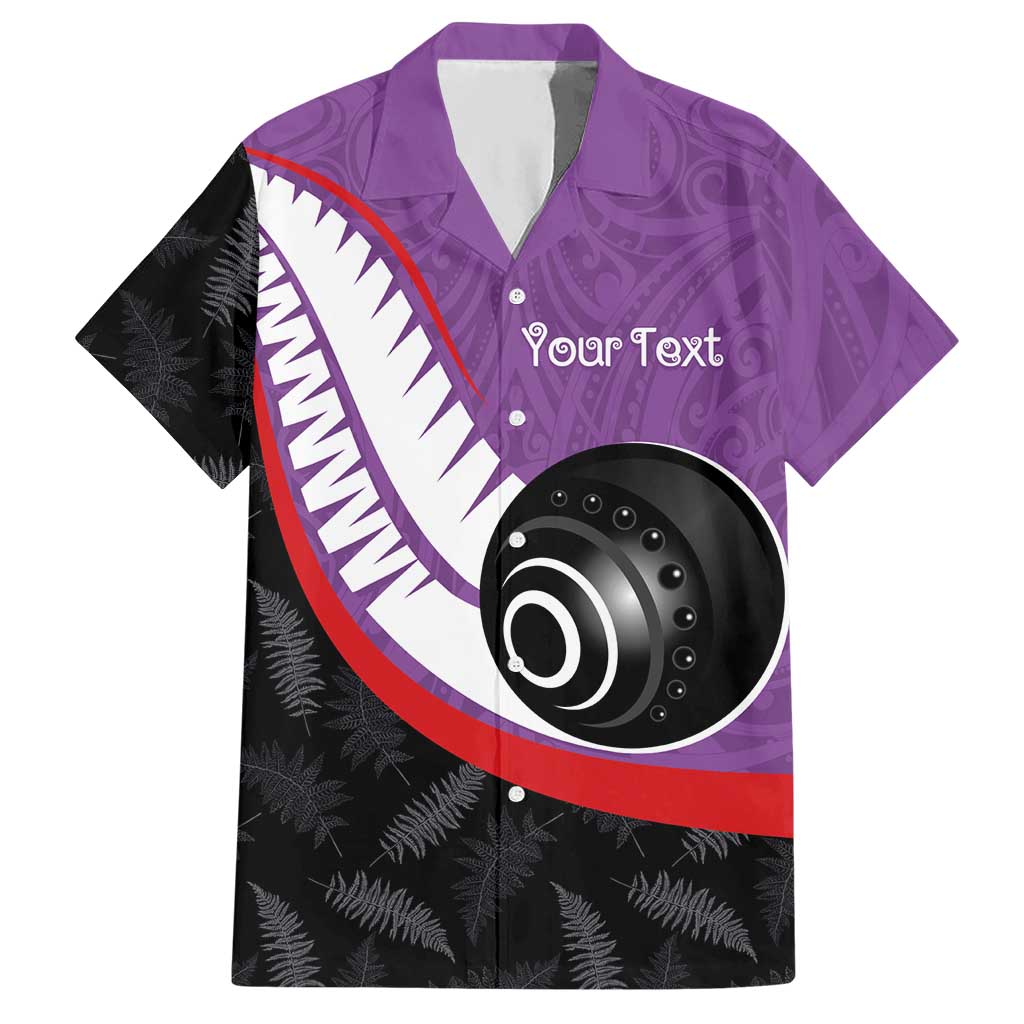 Personalised Aotearoa Lawn Bowls Hawaiian Shirt Maori and Silver Fern Sporty Style Purple Color LT03 Purple - Polynesian Pride