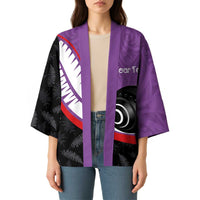 Personalised Aotearoa Lawn Bowls Kimono Maori and Silver Fern Sporty Style Purple Color - Polynesian Pride