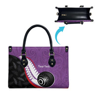 Personalised Aotearoa Lawn Bowls Leather Bag Maori and Silver Fern Sporty Style Purple Color - Polynesian Pride