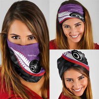 Personalised Aotearoa Lawn Bowls Neck Gaiter Maori and Silver Fern Sporty Style Purple Color - Polynesian Pride