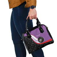 Personalised Aotearoa Lawn Bowls Shoulder Handbag Maori and Silver Fern Sporty Style Purple Color - Polynesian Pride