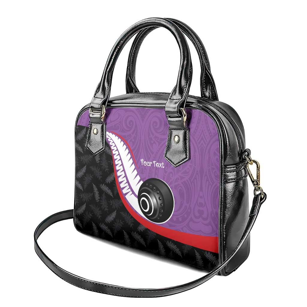 Personalised Aotearoa Lawn Bowls Shoulder Handbag Maori and Silver Fern Sporty Style Purple Color - Polynesian Pride