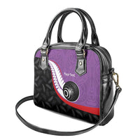 Personalised Aotearoa Lawn Bowls Shoulder Handbag Maori and Silver Fern Sporty Style Purple Color - Polynesian Pride