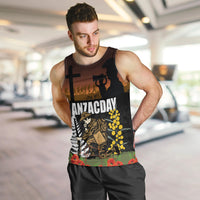 New Zealand and Australia ANZAC Day Men Tank Top Soldier and Last Post Camouflage Pattern LT03 Black - Polynesian Pride