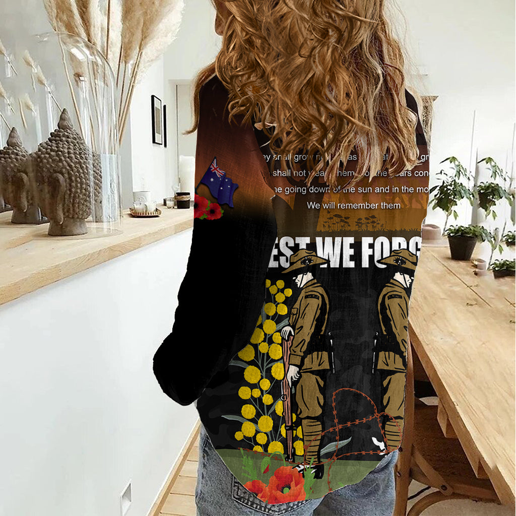 New Zealand and Australia ANZAC Day Women Casual Shirt Soldier and Last Post Camouflage Pattern LT03 - Polynesian Pride