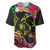 Hawaii Turtle Day Baseball Jersey Polynesian Tattoo and Hibiscus Flowers