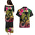 Hawaii Turtle Day Couples Matching Puletasi and Hawaiian Shirt Polynesian Tattoo and Hibiscus Flowers