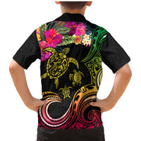 Hawaii Turtle Day Family Matching Mermaid Dress and Hawaiian Shirt Polynesian Tattoo and Hibiscus Flowers