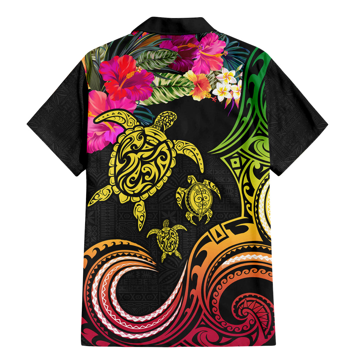 Hawaii Turtle Day Family Matching Mermaid Dress and Hawaiian Shirt Polynesian Tattoo and Hibiscus Flowers