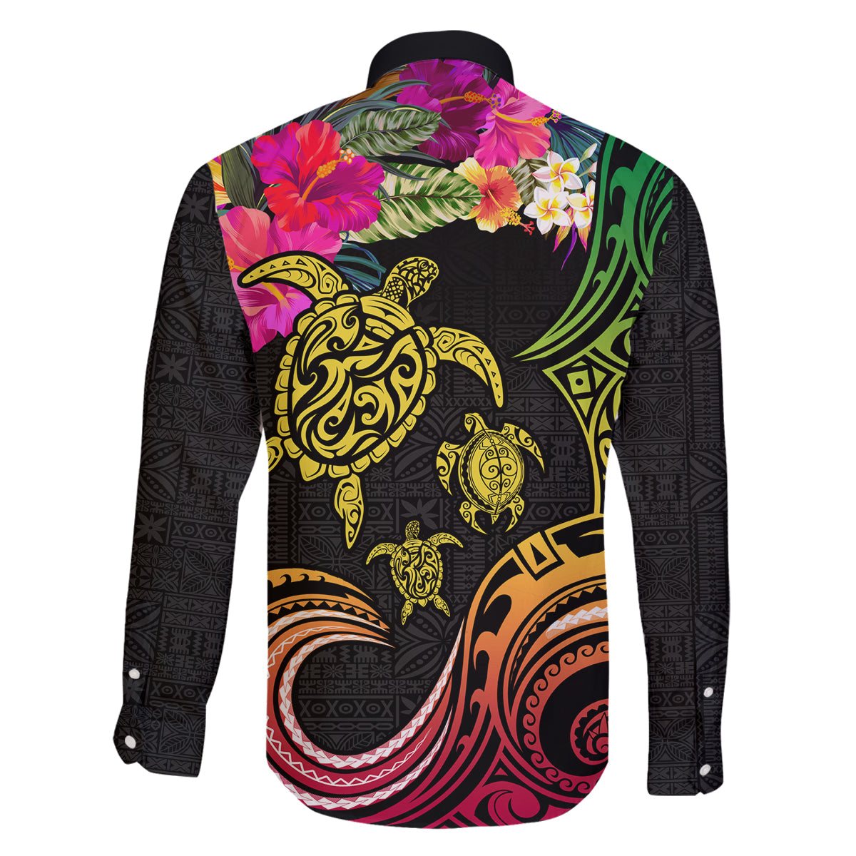 Hawaii Turtle Day Family Matching Tank Maxi Dress and Hawaiian Shirt Polynesian Tattoo and Hibiscus Flowers