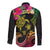 Hawaii Turtle Day Long Sleeve Button Shirt Polynesian Tattoo and Hibiscus Flowers