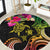 Hawaii Turtle Day Round Carpet Polynesian Tattoo and Hibiscus Flowers