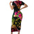 Hawaii Turtle Day Short Sleeve Bodycon Dress Polynesian Tattoo and Hibiscus Flowers