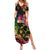 Hawaii Turtle Day Summer Maxi Dress Polynesian Tattoo and Hibiscus Flowers