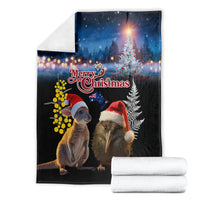 New Zealand and Australia Merry Christmas Blanket Kiwi Bird and Kangaroo Xmas Vibe