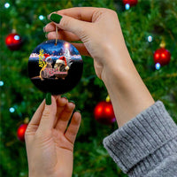 New Zealand and Australia Merry Christmas Ceramic Ornament Kiwi Bird and Kangaroo Xmas Vibe