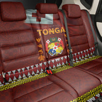 Tonga Independence Day Back Car Seat Cover National Flag and Emblem with Ngatu Art Pattern