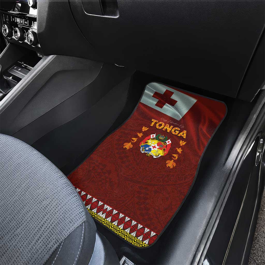 Tonga Independence Day Car Mats National Flag and Emblem with Ngatu Art Pattern