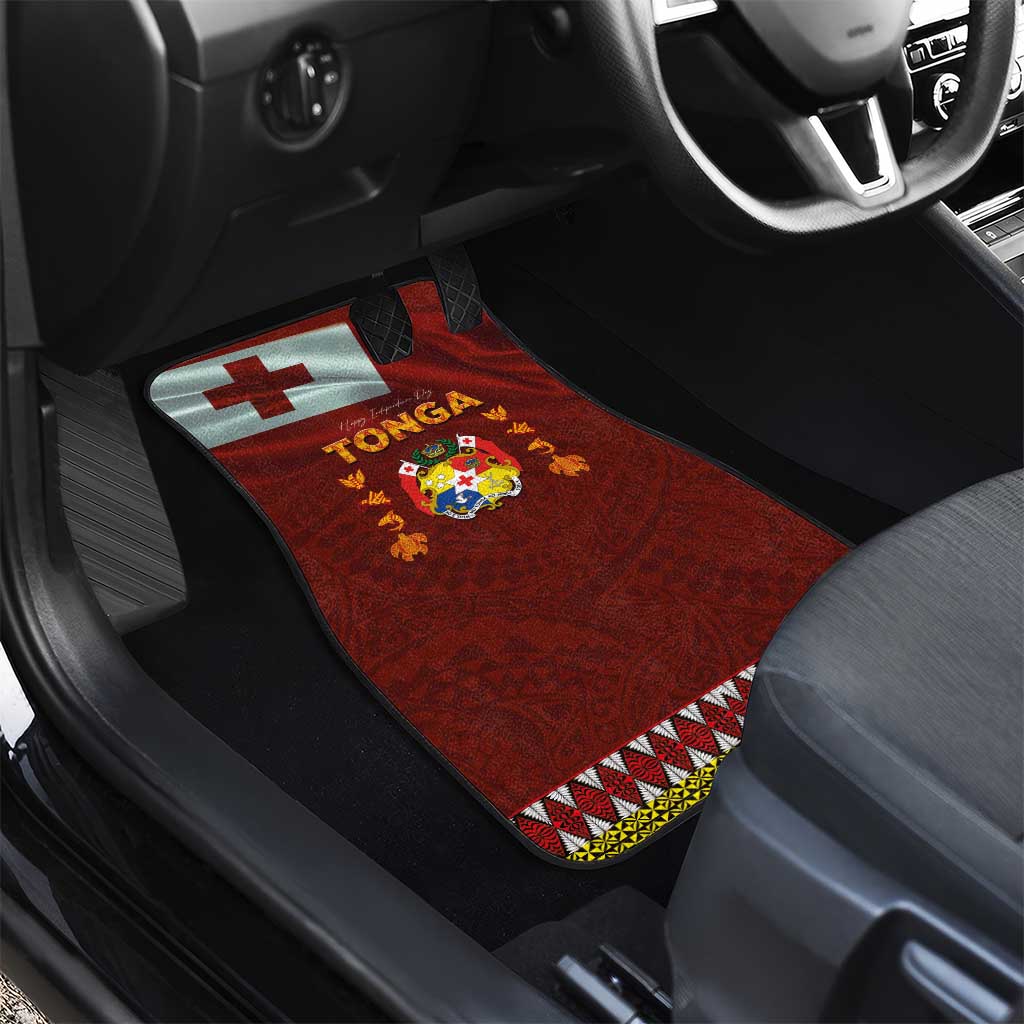 Tonga Independence Day Car Mats National Flag and Emblem with Ngatu Art Pattern
