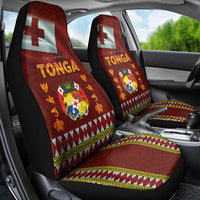 Tonga Independence Day Car Seat Cover National Flag and Emblem with Ngatu Art Pattern