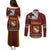 Tonga Independence Day Couples Matching Puletasi and Long Sleeve Button Shirt National Flag and Emblem with Ngatu Art Pattern