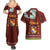Tonga Independence Day Couples Matching Summer Maxi Dress and Hawaiian Shirt National Flag and Emblem with Ngatu Art Pattern