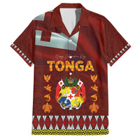 Tonga Independence Day Family Matching Off The Shoulder Long Sleeve Dress and Hawaiian Shirt National Flag and Emblem with Ngatu Art Pattern