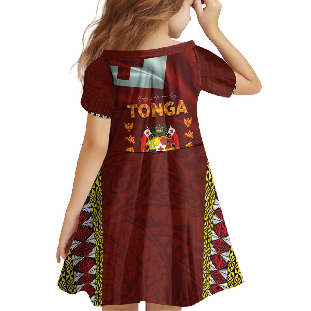 Tonga Independence Day Family Matching Off Shoulder Maxi Dress and Hawaiian Shirt National Flag and Emblem with Ngatu Art Pattern