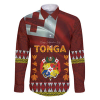 Tonga Independence Day Family Matching Off Shoulder Short Dress and Hawaiian Shirt National Flag and Emblem with Ngatu Art Pattern