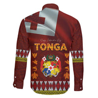 Tonga Independence Day Family Matching Summer Maxi Dress and Hawaiian Shirt National Flag and Emblem with Ngatu Art Pattern