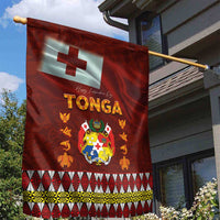 Tonga Independence Day Garden Flag National Flag and Emblem with Ngatu Art Pattern LT03 - Polynesian Pride