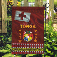 Tonga Independence Day Garden Flag National Flag and Emblem with Ngatu Art Pattern LT03 Garden Flag Red - Polynesian Pride