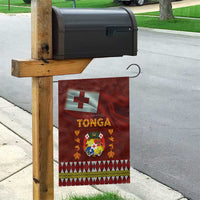 Tonga Independence Day Garden Flag National Flag and Emblem with Ngatu Art Pattern LT03 - Polynesian Pride