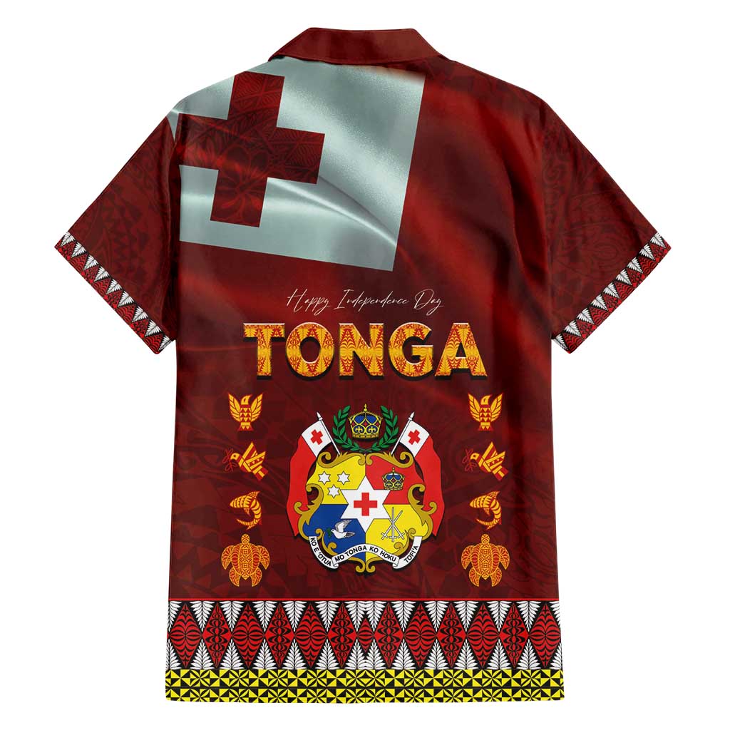 Tonga Independence Day Hawaiian Shirt National Flag and Emblem with Ngatu Art Pattern