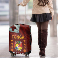 Tonga Independence Day Luggage Cover National Flag and Emblem with Ngatu Art Pattern LT03 - Polynesian Pride