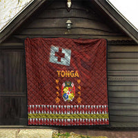 Tonga Independence Day Quilt National Flag and Emblem with Ngatu Art Pattern