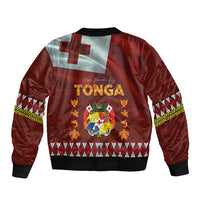 Tonga Independence Day Sleeve Zip Bomber Jacket National Flag and Emblem with Ngatu Art Pattern LT03 - Polynesian Pride
